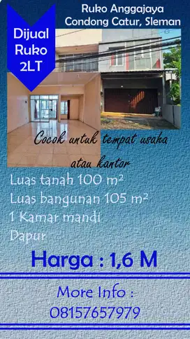 DJUAL Cepat BU Ruko Anggajaya 2LT Condong Catur Sleman