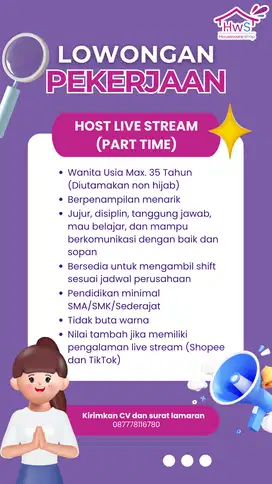 Host Live Streaming (Part Time)