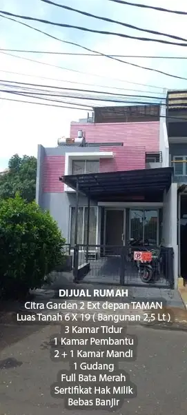 Dijual Rumah 2.5 lantai di Citra 2ext (pos 7), kalideres, Jakbar