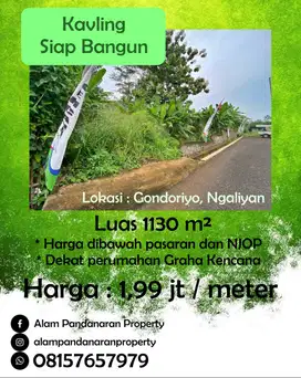 Kavling Murah seluas 1130 m²  Ngaliyan Siap Bangun Dijual Cepat