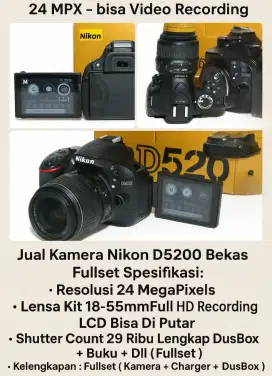 Kamera Nikon D5200 Jual cepat