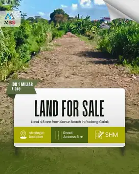 DIJUAL TANAH LUAS 4,5ARE LOOS PANTAI SANUR PADANG GALAK