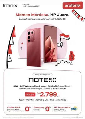 INFINIX NOTE 50 FREE BUNDLING TWS RAM 8GB ROM 256 GB wireless charging
