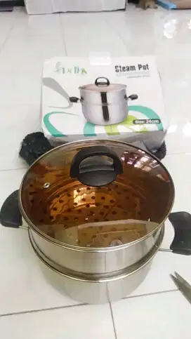Kukusan panci stenlis tutup kaca tebal