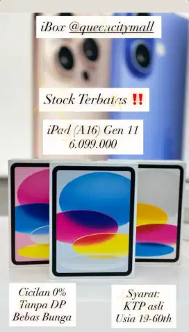 iPad (A16) Gen 11 cicilan 0% tanpa DP Bebas Bunga