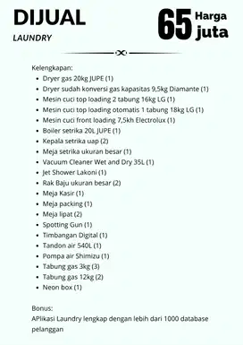 Dijual Laundry Lengkap Denpasar