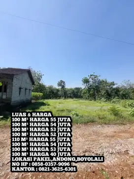 JUAL TANAH KAVLING MURAH LOK PAKEL,ANDONG,BOYOLALI