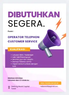 Dibutuhkan segera staf kantor