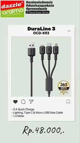 Kabel 3 in 1 Oraimo OCD-X93