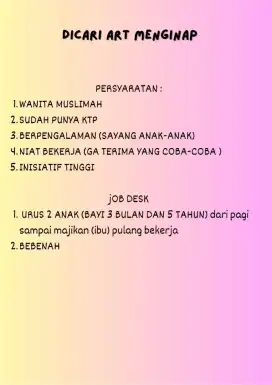LOWONGAN ART JATIASIH BEKASI
