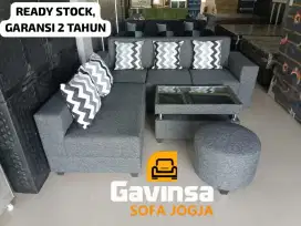 Paket Ruang Tamu , Sofa L Putus 1 set Meja , Bantal, Garansi 2 Tahun