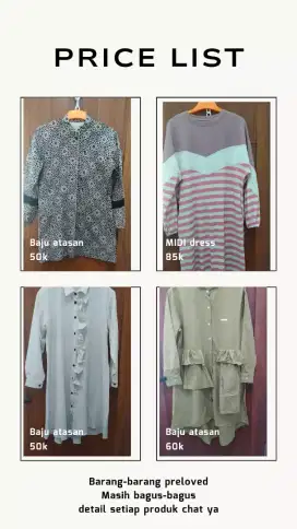 MIDI dress, baju atasan, tas anak, celana panjang kosongkan lemari