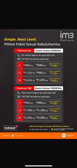 Bundling paket indosat platinum