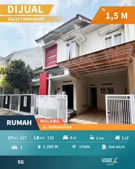 Rumah Modern Minimalis Furnish di Borobudur Lowokwaru Malang