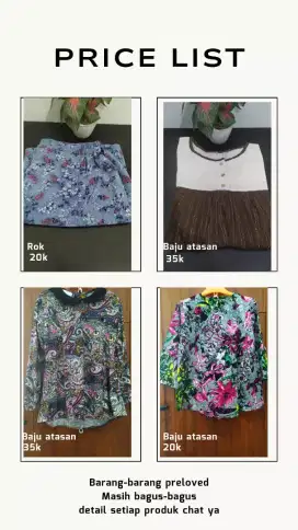 Baju atasan, rok, gamis, oblong kosongkan lemari