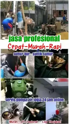 Service servis pompa air Sumur bor gali suntik sedot wc saluran mampet