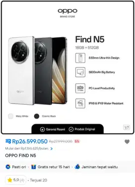 [OPPO EXPERIENCE STORE AMPLAZ] Find N5 Fold CASHBACK PROMO 5% !!!