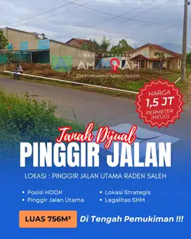 TANAH PINGGIR JALAN UTAMA DIJUAL MURAH