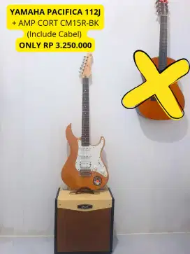 DIJUAL MURAH. GITAR YAMAHA PACIFICA 112J + AMPLIFIER CORT CM30R-BK