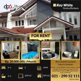 Disewakan Rumah Bona Indah Gardens Jakarta Selatan dengan Kolam Renang