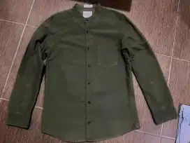 Kemeja Pria Lengan Panjang Hijau Army