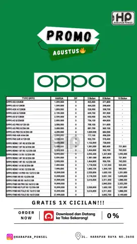 PROMO KREDIT OPPO SERIES TANPA DP