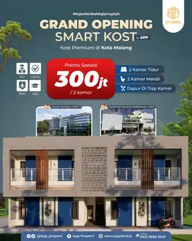 HANYA 300 JUTA KAMAR KOS PREMIUM KOTA MALANG DEPAN KAMPUS MUHAMMADYAH
