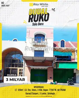 Ruko di Kawasan Komplek Bisnis Solo Baru, Sebaris dengan Fave Hotel