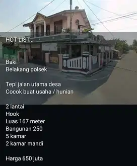 Dijual cepat rumah di Bak Dekat polsek
