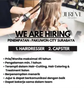 Open recruitment hairdresser, capster, cashier