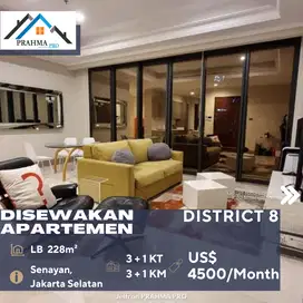 Disewakan Apartemen District 8 Lokasi Prime 3+1BR Full Furnish