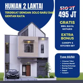 RUMAH MEWAH 2 LANTAI DEKAT SOLO GENTAN DAN SOLOBARU STASIUN KRL GAWOK
