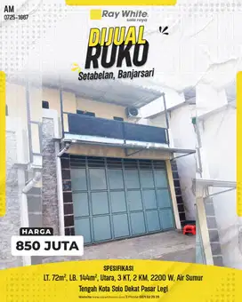 Dijual Ruko Strategis: Setabelan, Banjarsari – Cocok Buat Bisnis!