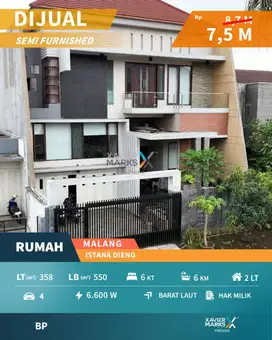 Dijual Rumah Premium Semi Furnish di Istana Dieng Malang