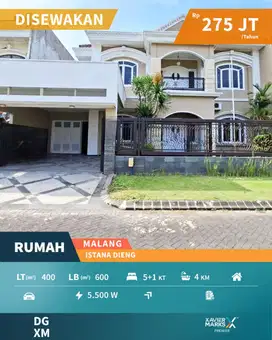 Disewakan Rumah Mewah Dekat Kampus di Istana Dieng Malang