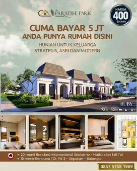 Rumah dijual Lingkungan Asri dan Modern di Tangerang Dp 0 %