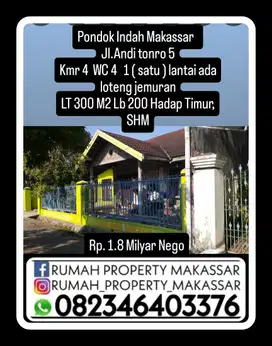 Pondok Indah Makassar Jl.Andi tonro 5 krm 4 WC 4 Shm
