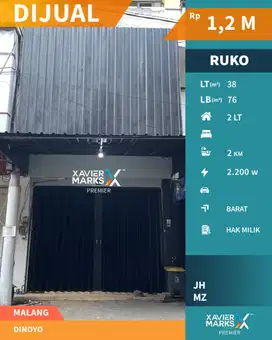 Harga BU Dijual Ruko di Dinoyo Malang Cocok Untuk Usaha