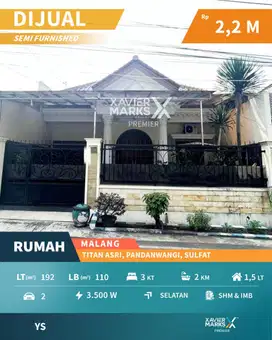 Dijual Rumah Bagus Cantik Terawat di Titan Asri Sulfat Blimbing Malang
