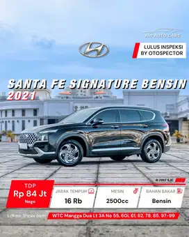 KM 16 rb Hyundai Santa Fe Signature Bensin 2021 non diesel prime 2022