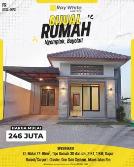 Rumah Baru Harga Mulai 246 Juta di Ngemplak, Boyolali