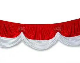 Bendera Merah Putih Backdrop Karet 5 meter tinggi 60cm 5 gelombang