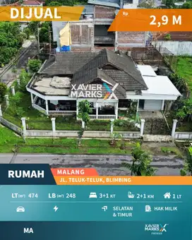 Rumah Dijual di Jalan Teluk-teluk, Blimbing, Malang