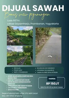 KAPAN LAGI INVESTASI SAWAH DI JOGJA DENGAN HARGA MURAH?