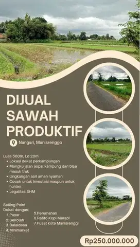 SAWAH PRODUKTIF HARGA MURAH COCOK UNTUK INVESTASI