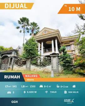 DIJUAL CEPAT RUMAH MEWAH & LUAS VIEW GOLF DI ARAYA GOLF, MALANG