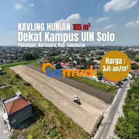 Area UIN Surakarta: Tanah Murah Bisa Bangun Rumah/Kost Bebas Desain