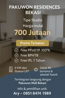 Di jual apartemen pakuwon residences bekasi