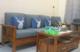Dijual! Satu Set Kursi & Meja Tamu Kayu Jati Jepara Minimalis