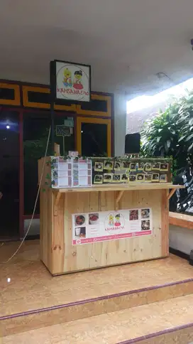 Jual Gerobak Rombong Usaha Makanan Kayu Jati Belanda + Neonbox